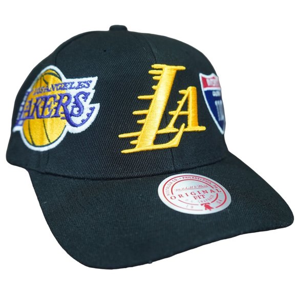 Mitchell & Ness Lost Angeles LA Lakers HWC Patches NBA Finals Snapback Hat - Picture 1 of 8